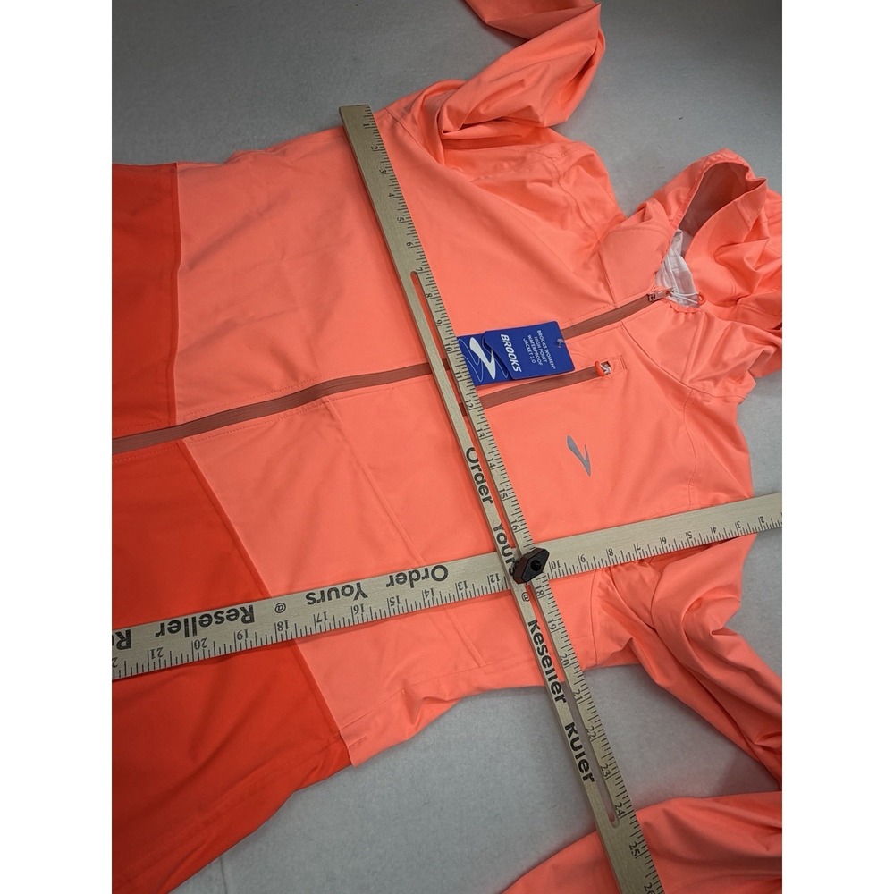 Brooks Womens High Point Waterproof Jacket 2 Neon Ember Flame Medium NWT - Picture 7 of 9